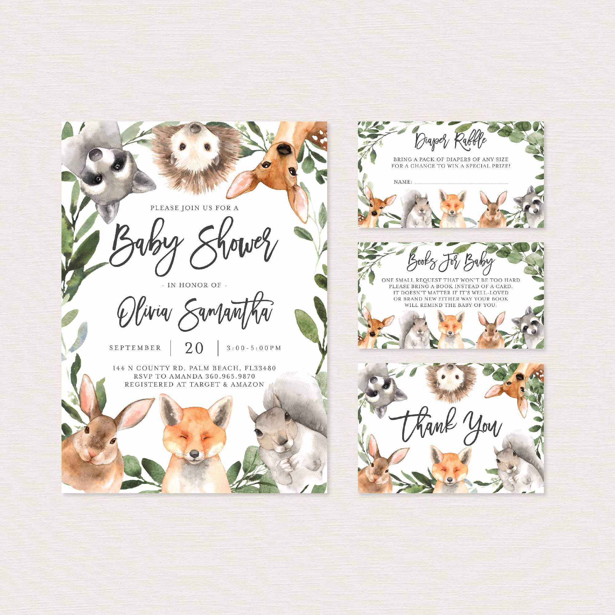 Forest Animals Baby Shower Printables