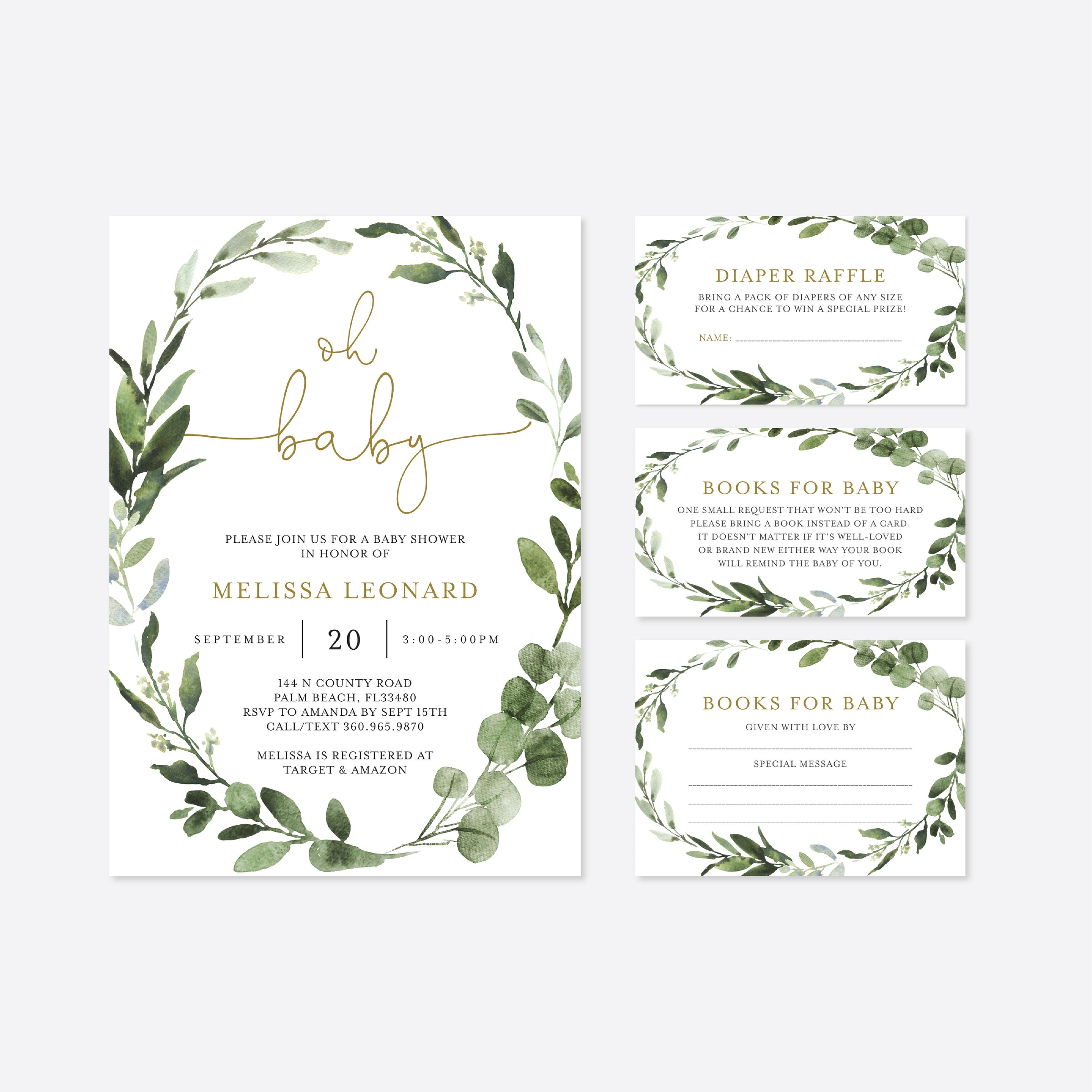Foliage Baby Shower Printables