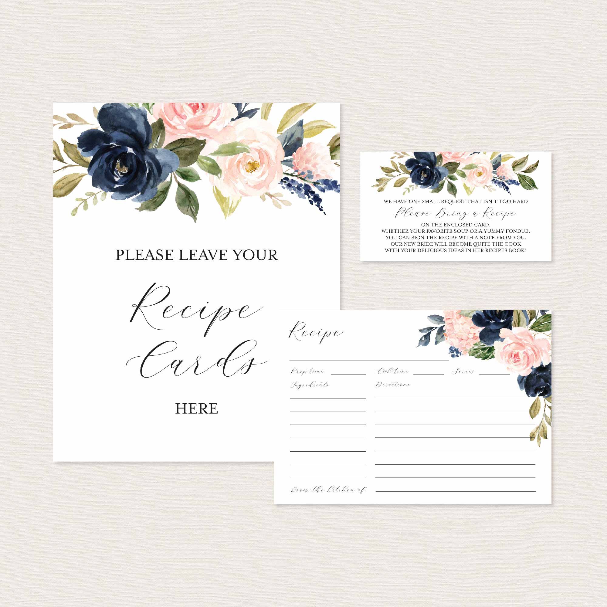 Navy Blush Bridal Shower Printables