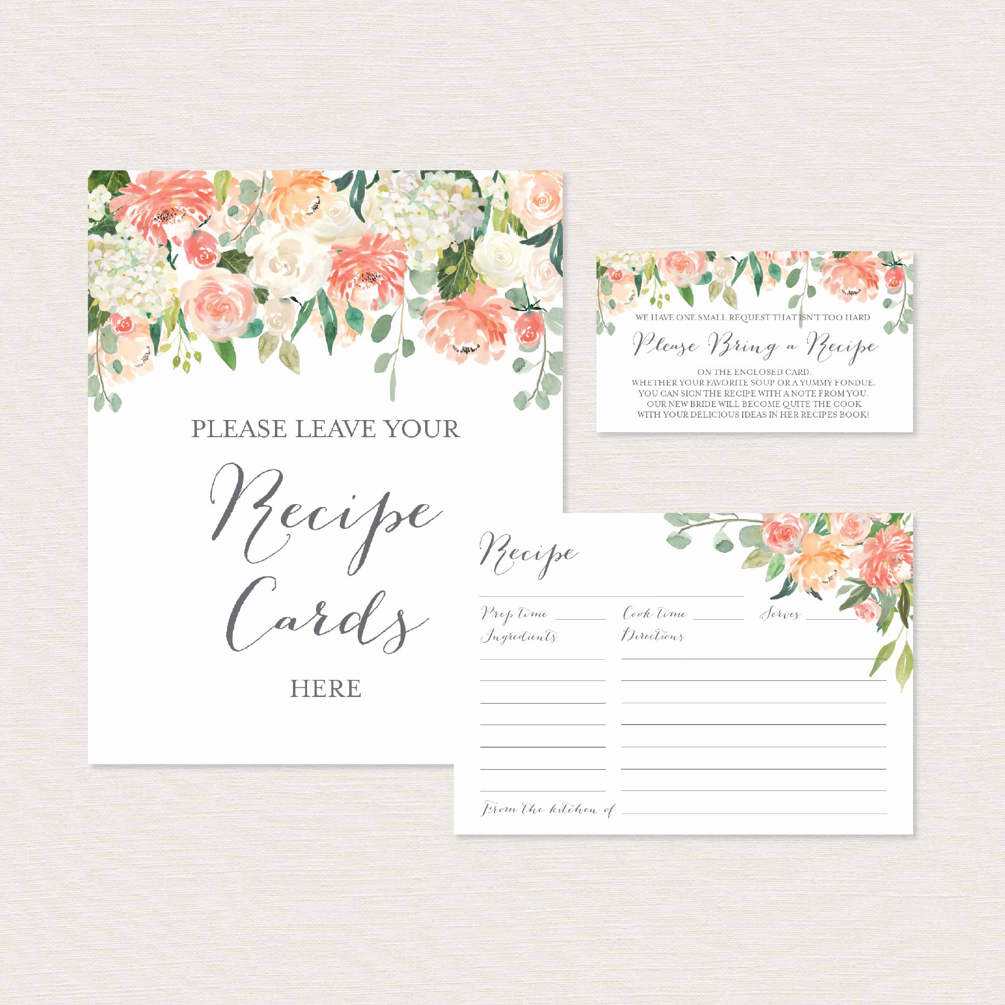 Peach and Cream Bridal Shower Printables