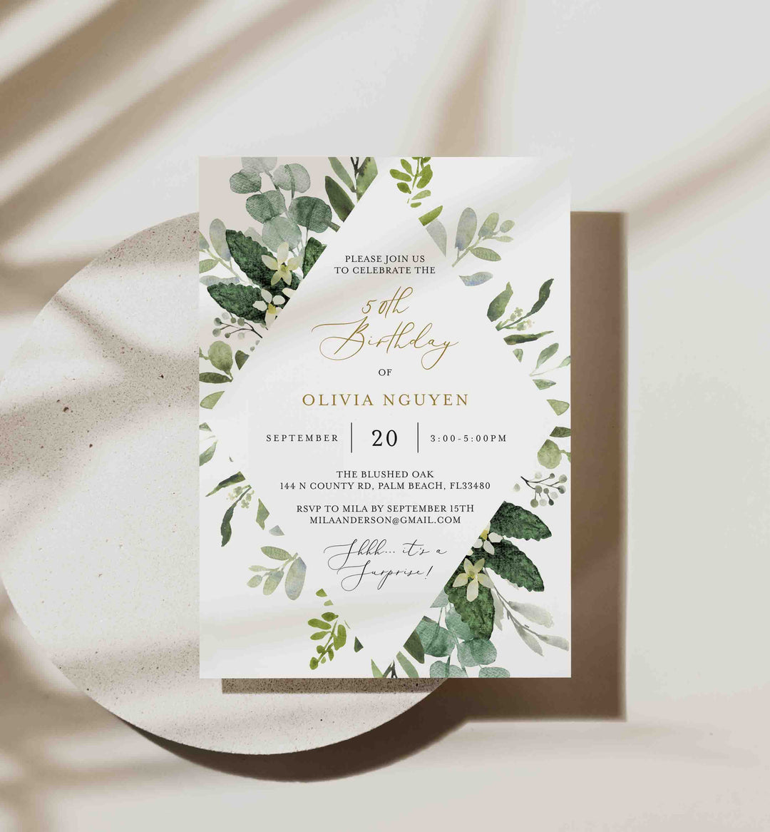 Foliage Adult Birthday Invitation Printable