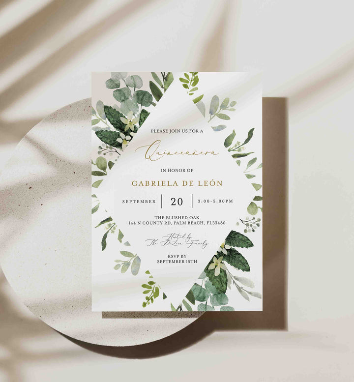 Foliage Quinceañera Invitation Printable