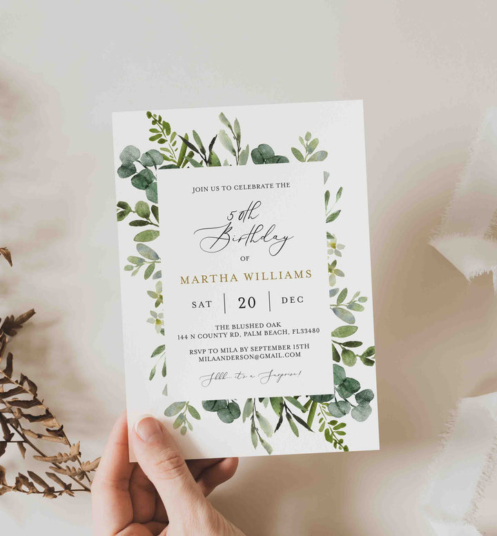 Foliage Adult Birthday Invitation Printable