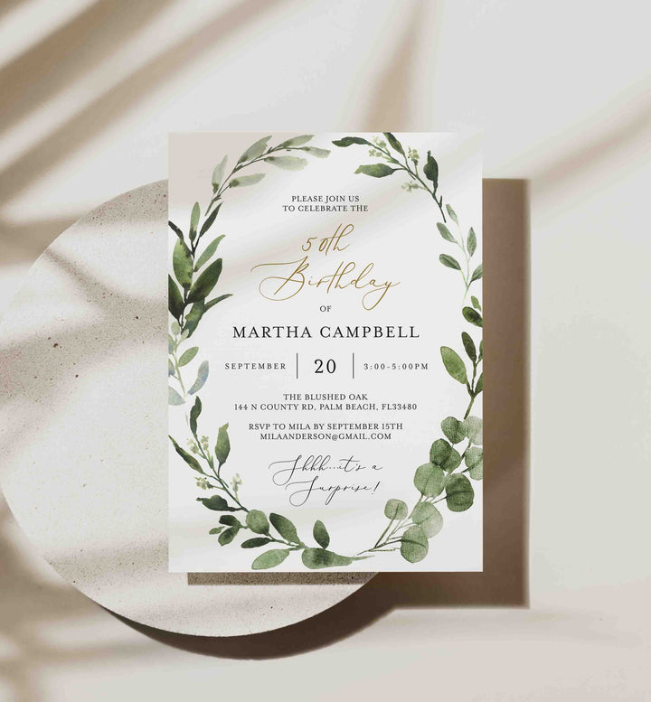 Foliage Adult Birthday Invitation Printable