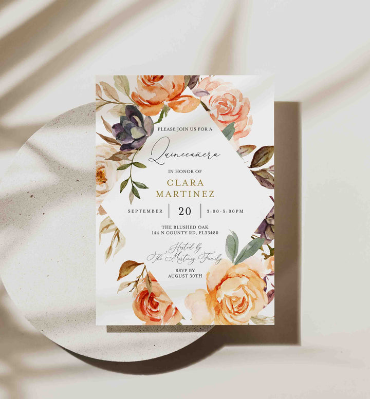 Autumn Garden Quinceañera Invitation Printable