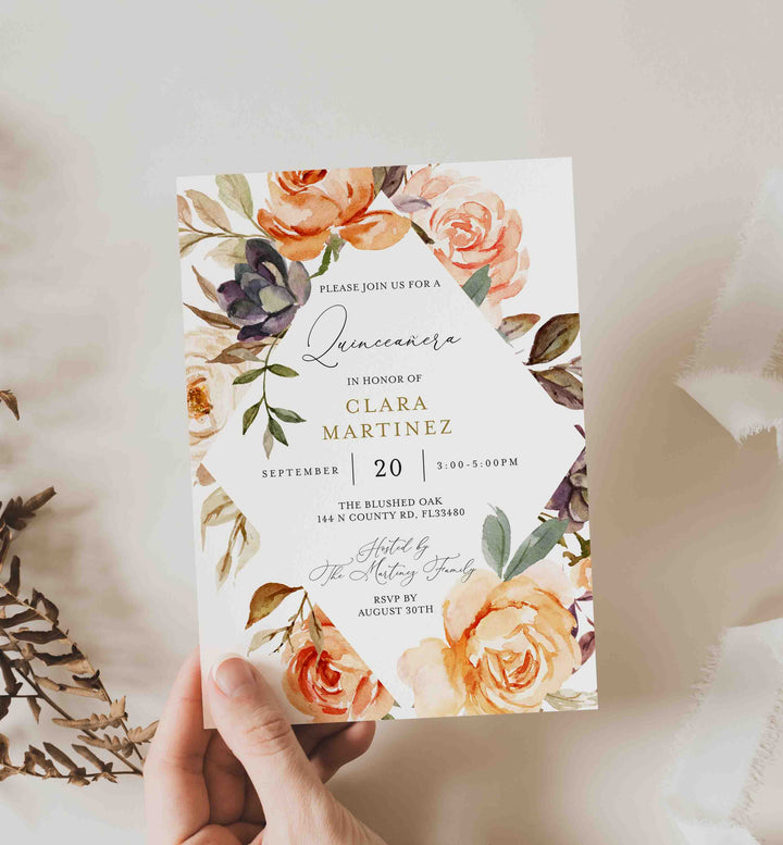 Autumn Garden Quinceañera Invitation Printable