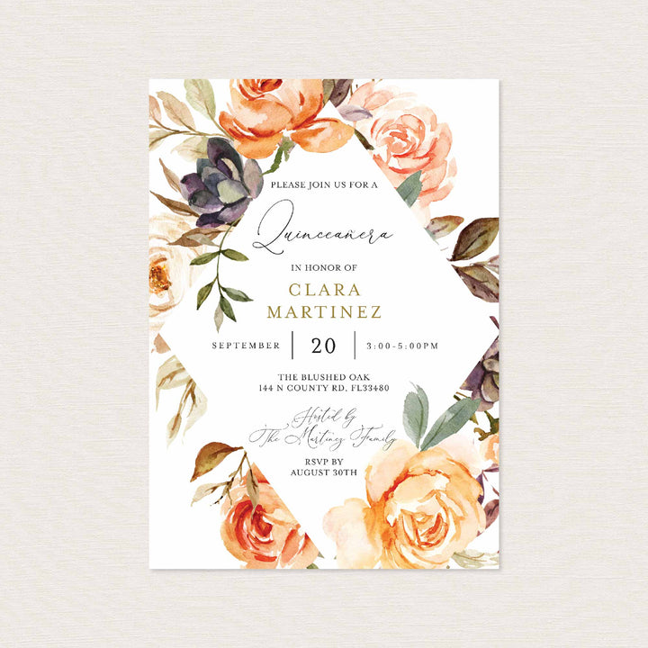 Autumn Garden Quinceañera Invitation Printable