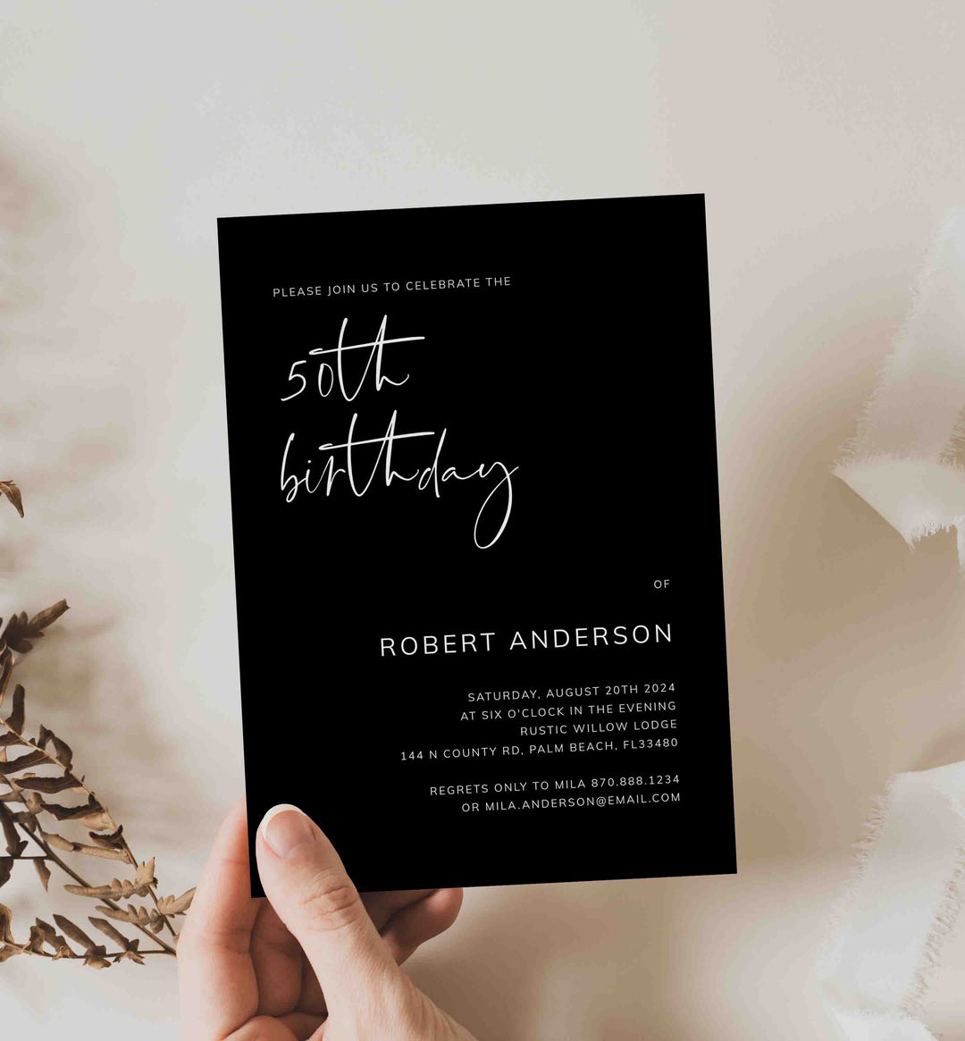 Modern Minimal Adult Birthday Invitation Printable