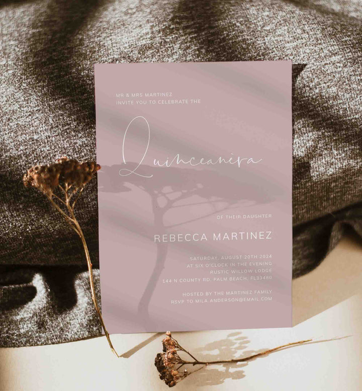 Modern Minimal Quinceañera Invitation Printable