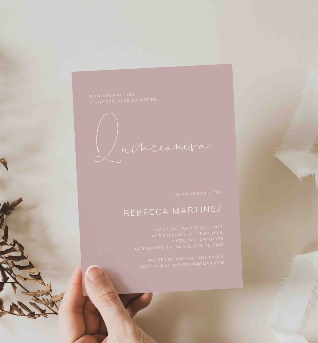 Modern Minimal Quinceañera Invitation Printable