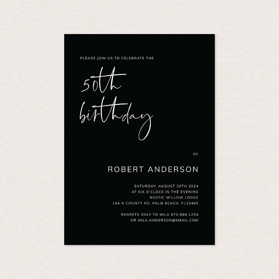 Modern Minimal Adult Birthday Invitation Printable