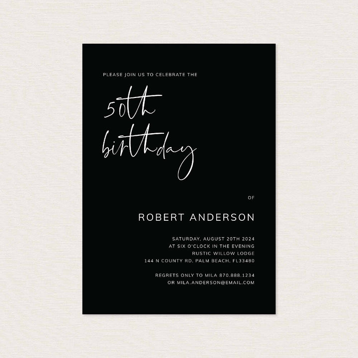 Modern Minimal Adult Birthday Invitation Printable