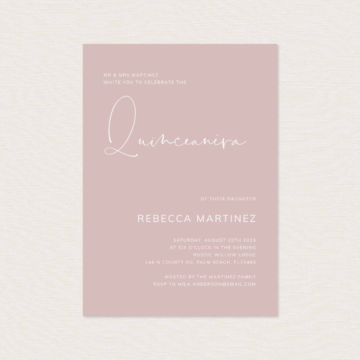 Modern Minimal Quinceañera Invitation Printable