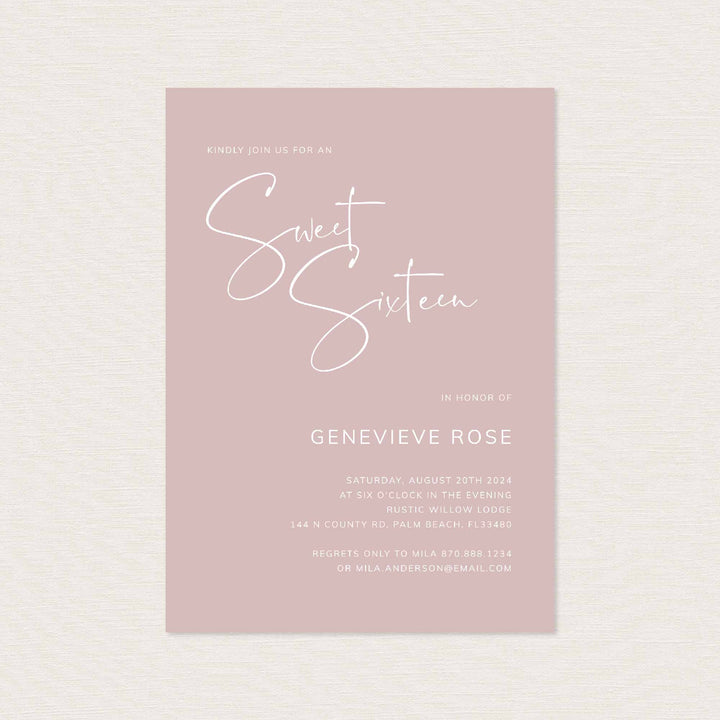 Modern Minimal Sweet 16 Birthday Invitation Printable