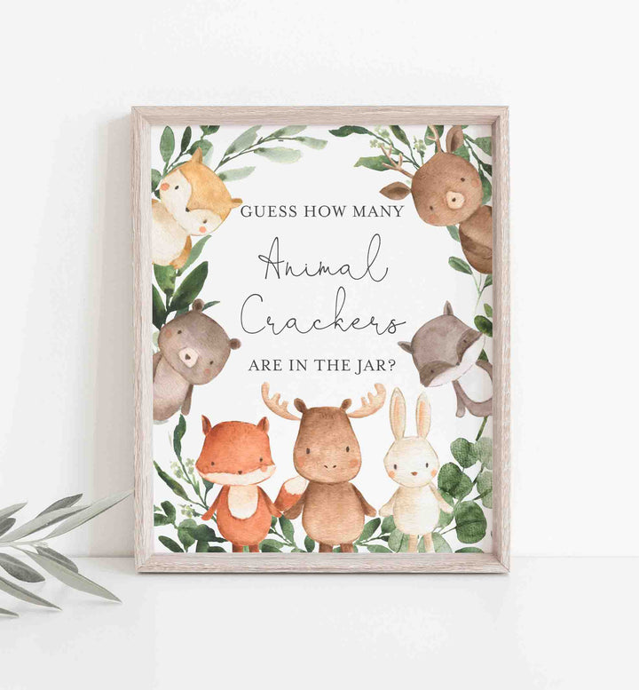 Woodland Friends Baby Shower Guess How Many Animal Crackers Game Printable