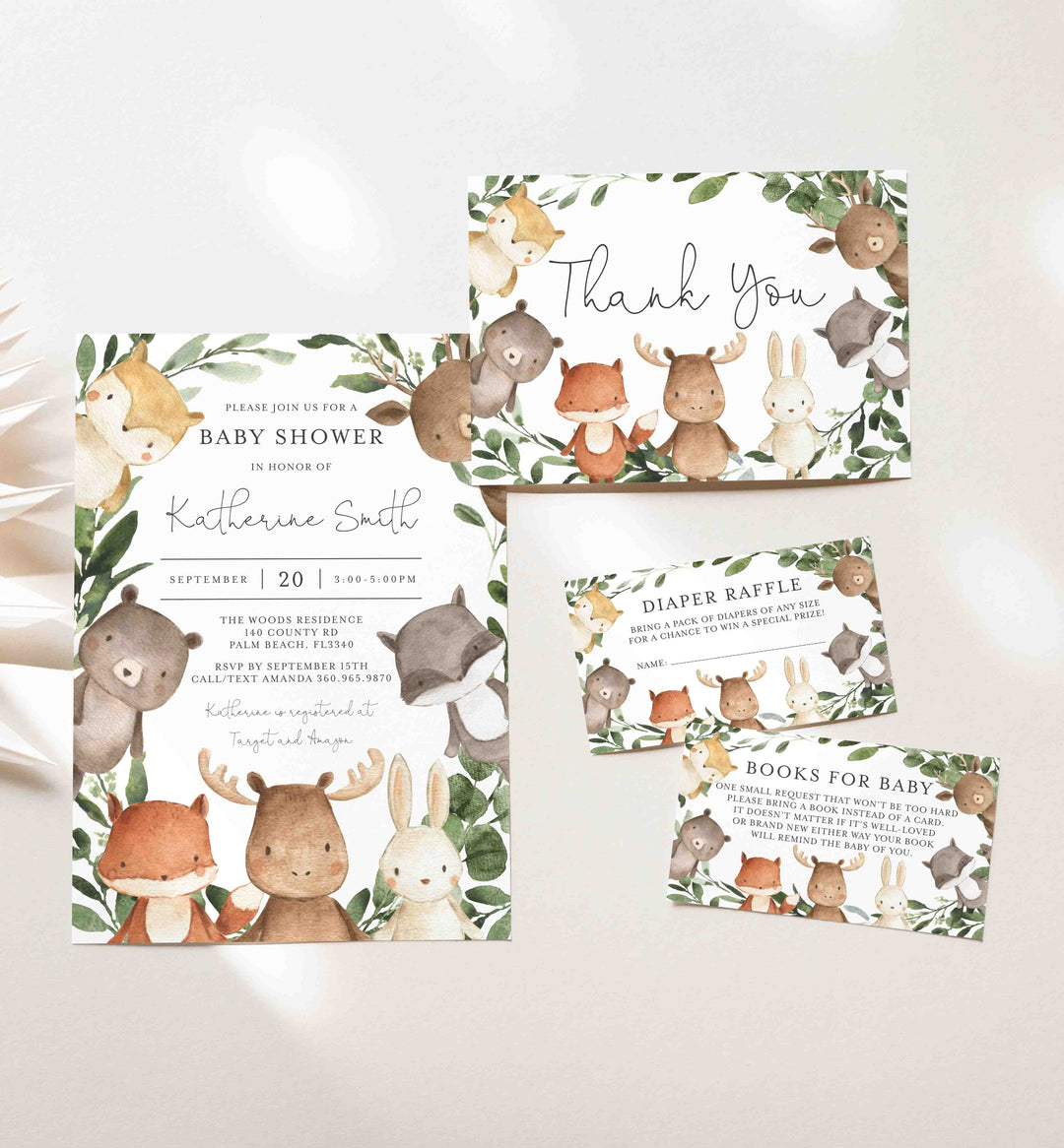Woodland Friends Baby Shower Suite Printable