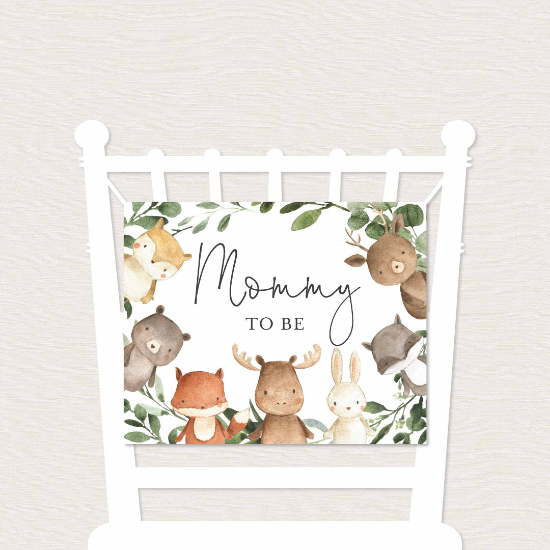 Woodland Friends Mummy and Daddy To Be Chair Sign Printable