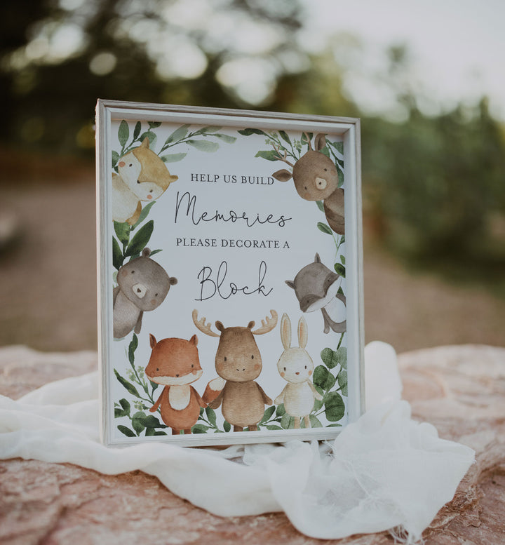 Woodland Friends Baby Shower Decorate A Block Printable