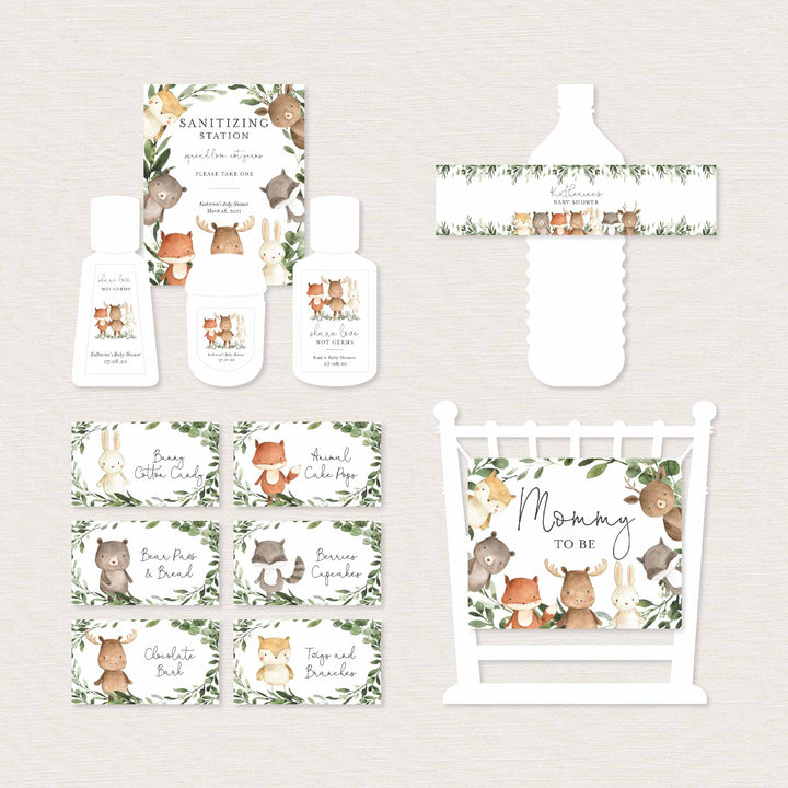 Woodland Friends Baby Shower Decorations Bundle Printable