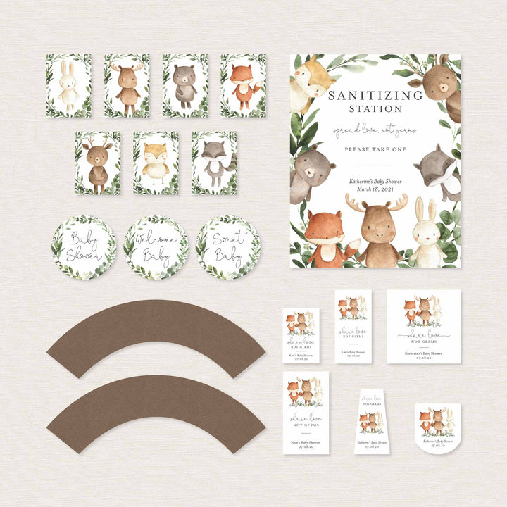 Woodland Friends Baby Shower Decorations Bundle Printable