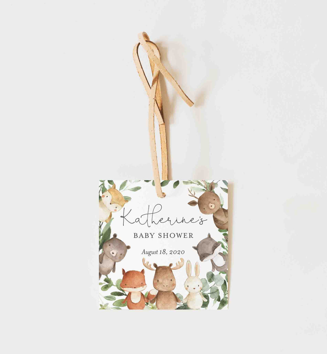 Woodland Friends Baby Shower Favour Tag Printable