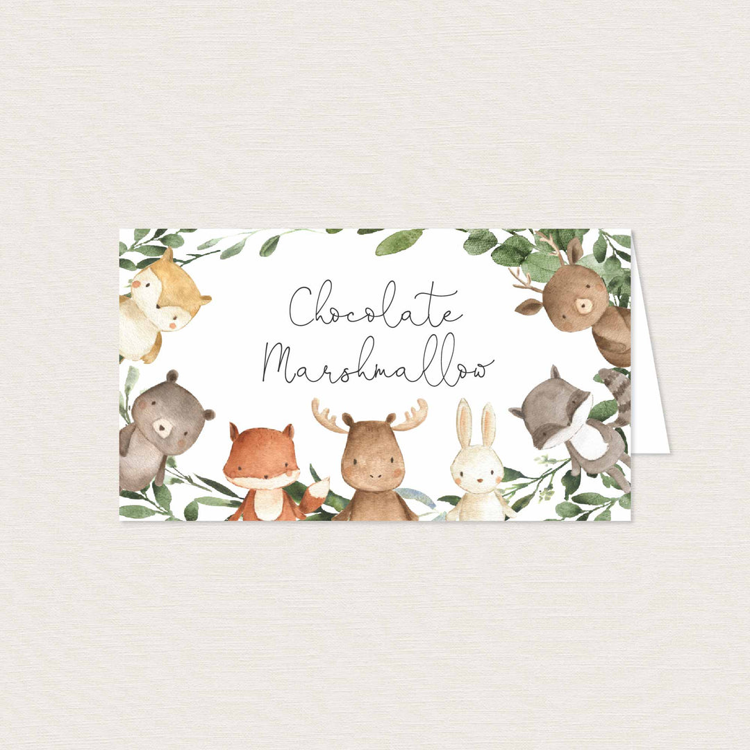 Woodland Friends Baby Shower Food Labels Printable