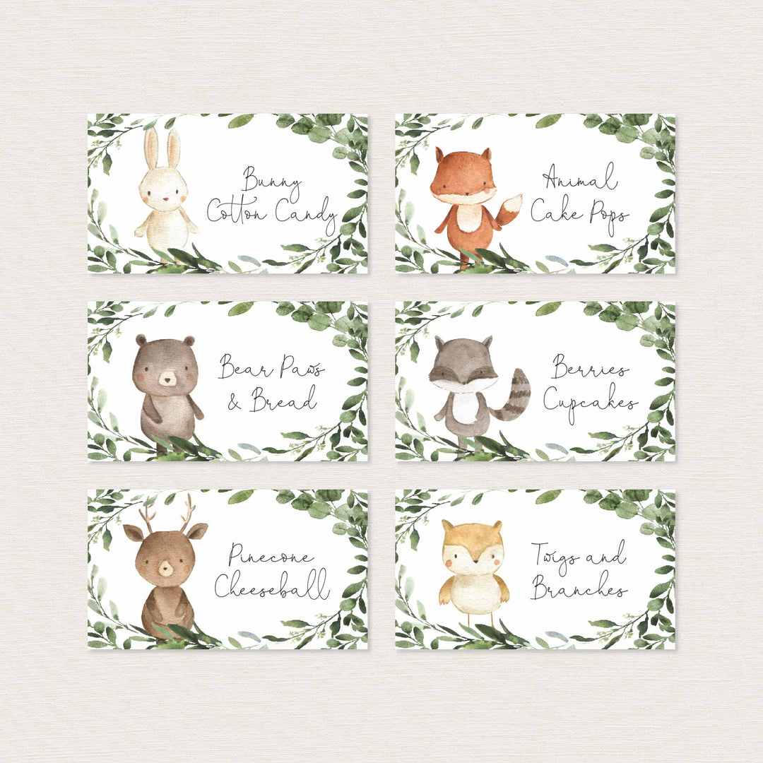 Woodland Friends Baby Shower Food Labels Printable