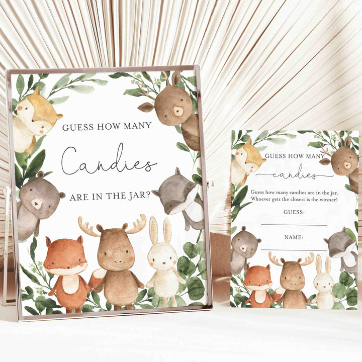 Woodland Friends Baby Shower Guess How Many Candies Game Printable
