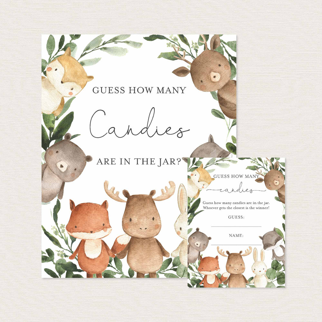 Woodland Friends Baby Shower Guess How Many Candies Game Printable