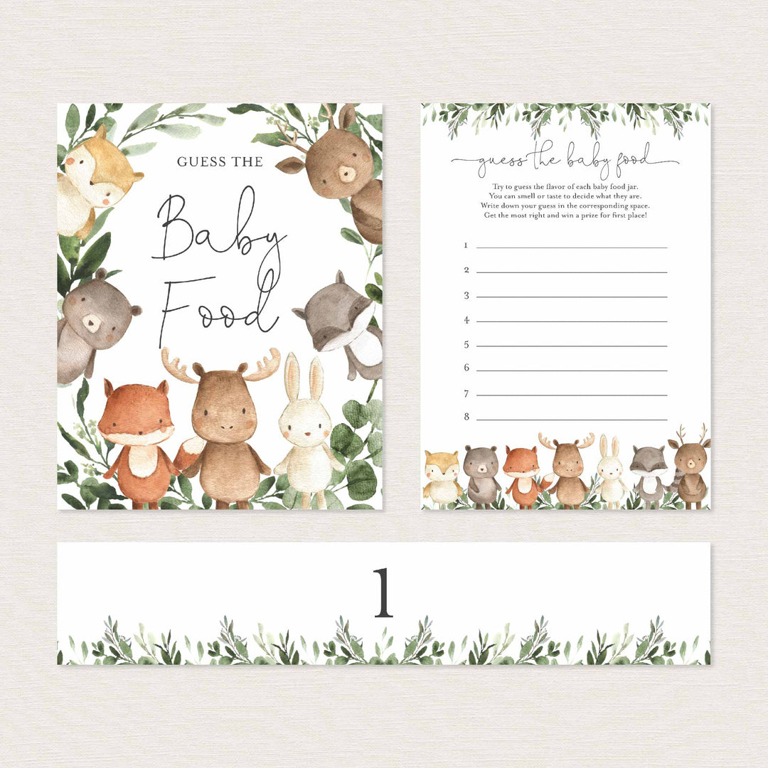 Woodland Friends Baby Shower Guess The Baby Food Game Printable