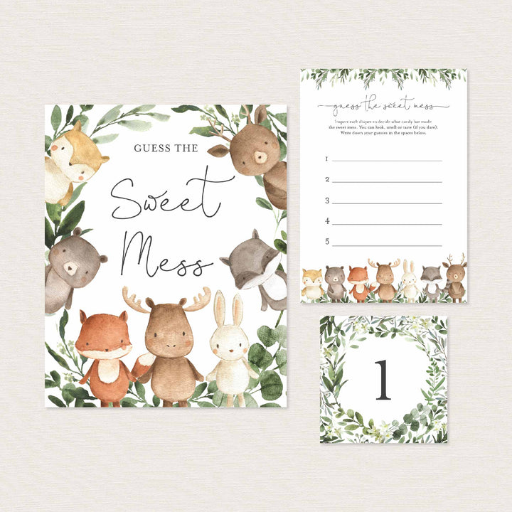 Woodland Friends Baby Shower Guess The Sweet Mess Game Printable