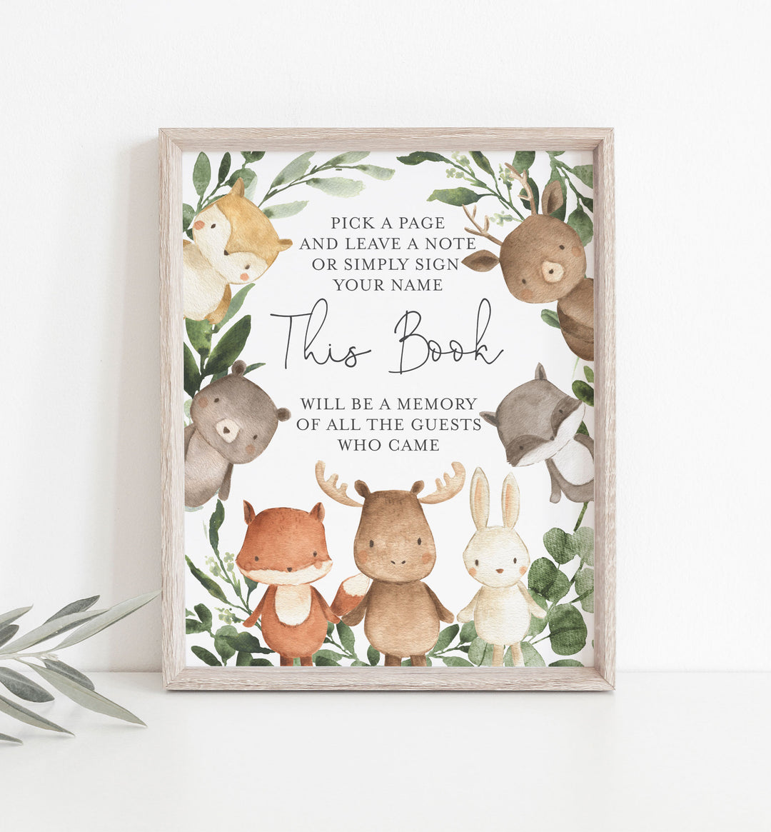 Woodland Friends Baby Shower Guestbook Sign Printable