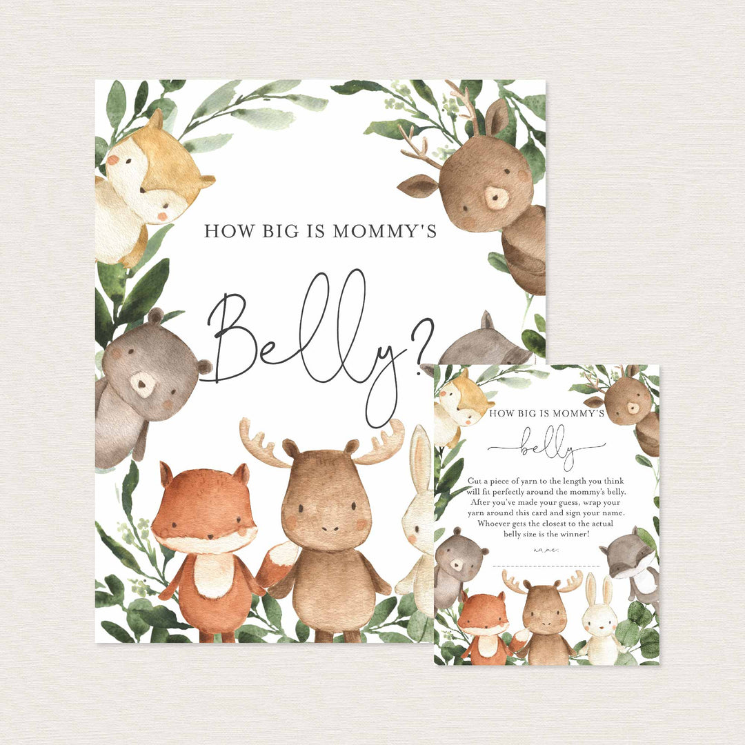 Woodland Friends Baby Shower How Big Is Mummy's Belly Game Printable