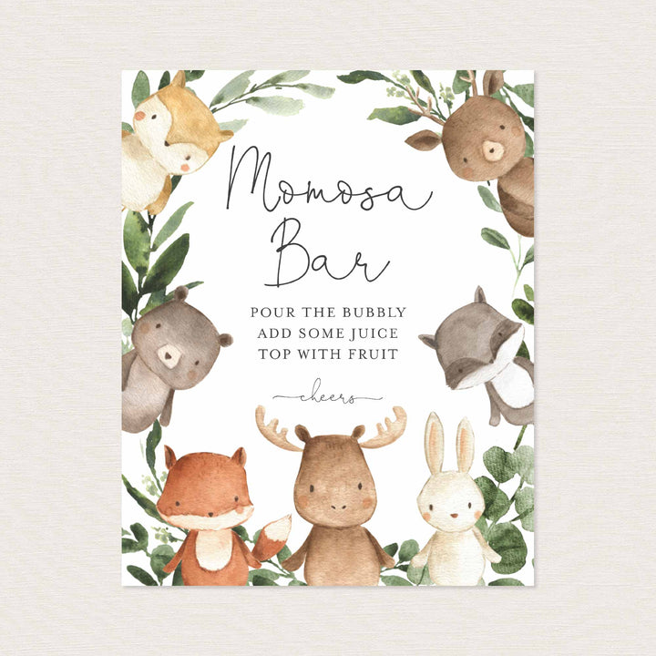 Woodland Friends Baby Shower Mimosa Bar Sign Printable