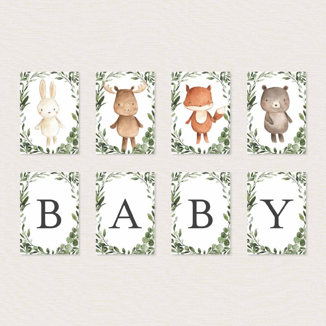 Woodland Friends Baby Shower Party Banner Printable