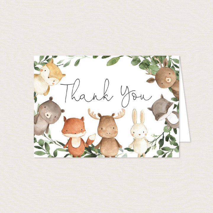 Woodland Friends Baby Shower Thank You Card Printable