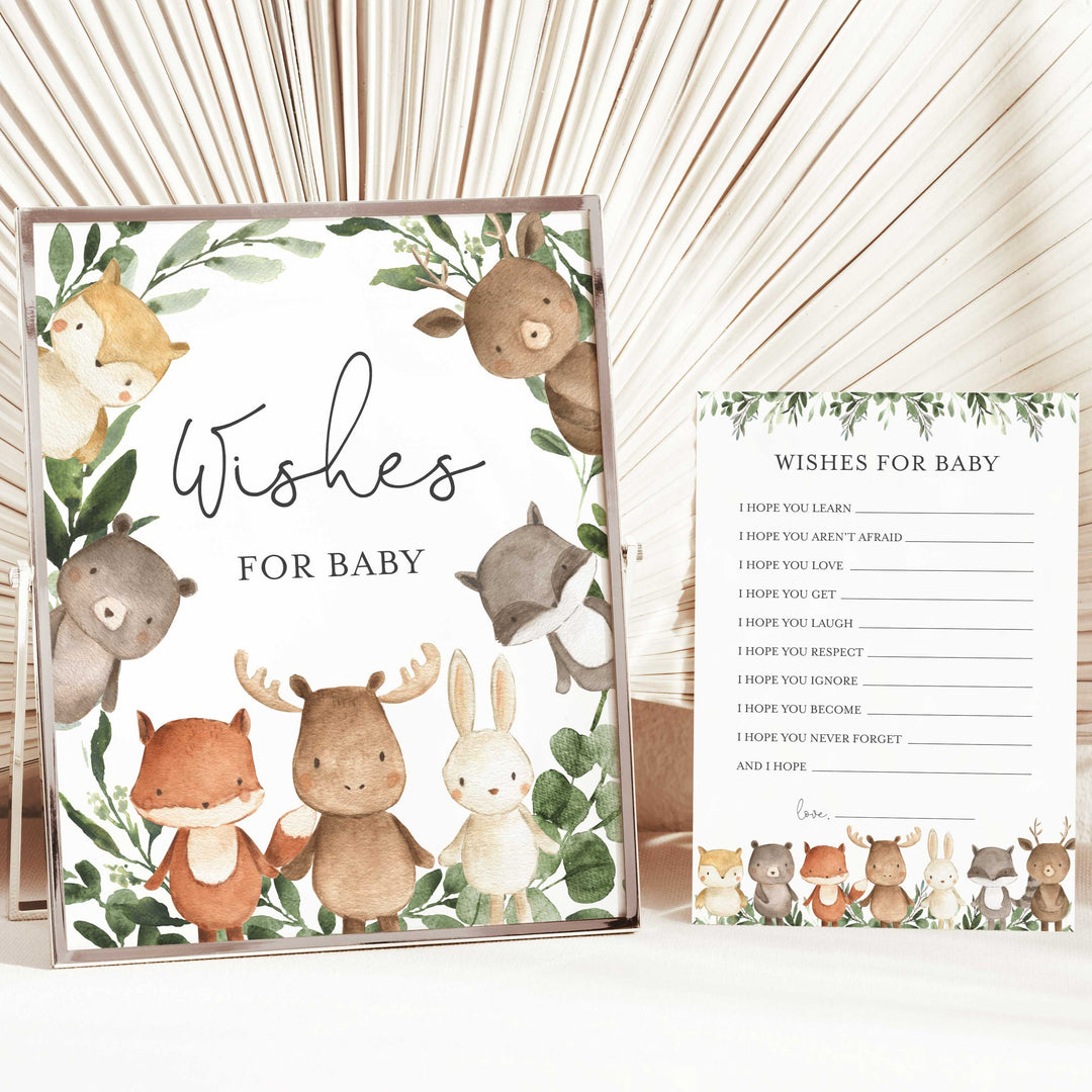 Woodland Friends Baby Shower Wishes For Baby Printable