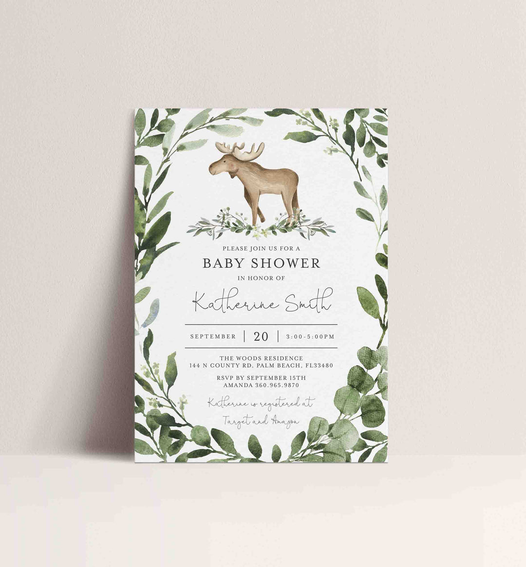 Lumberjack Moose Baby Shower Invitation Printable