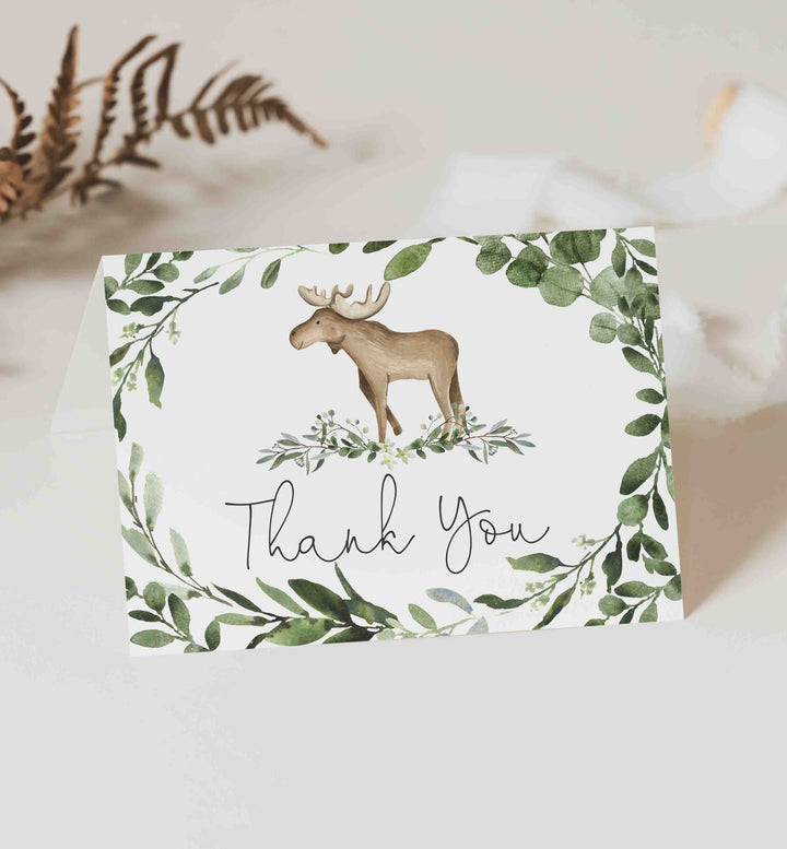 Lumberjack Moose Baby Shower Thank You Card Printable