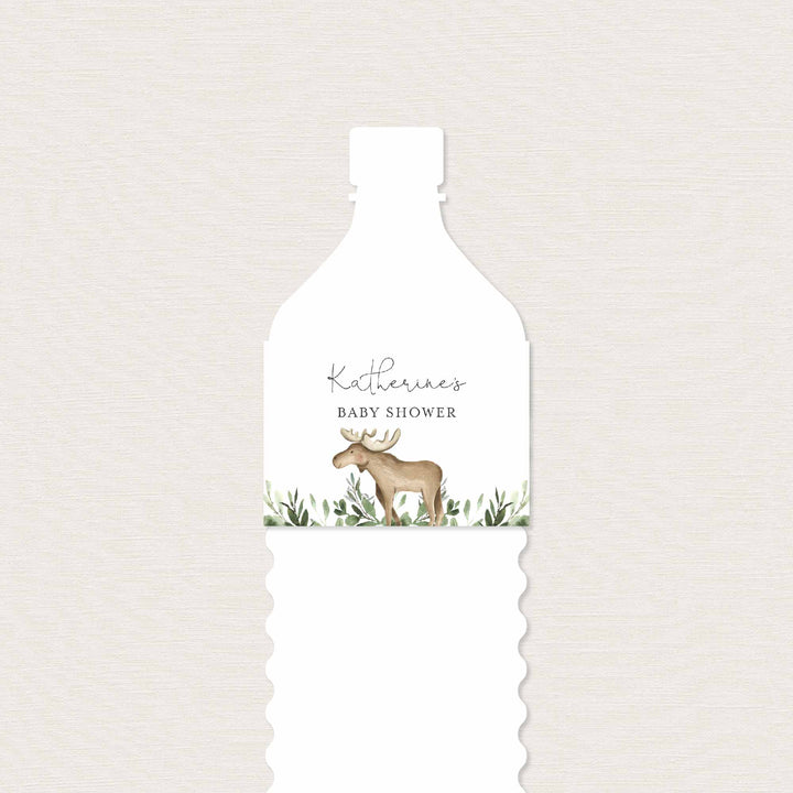 Lumberjack Moose Baby Shower Water Bottle Label Printable