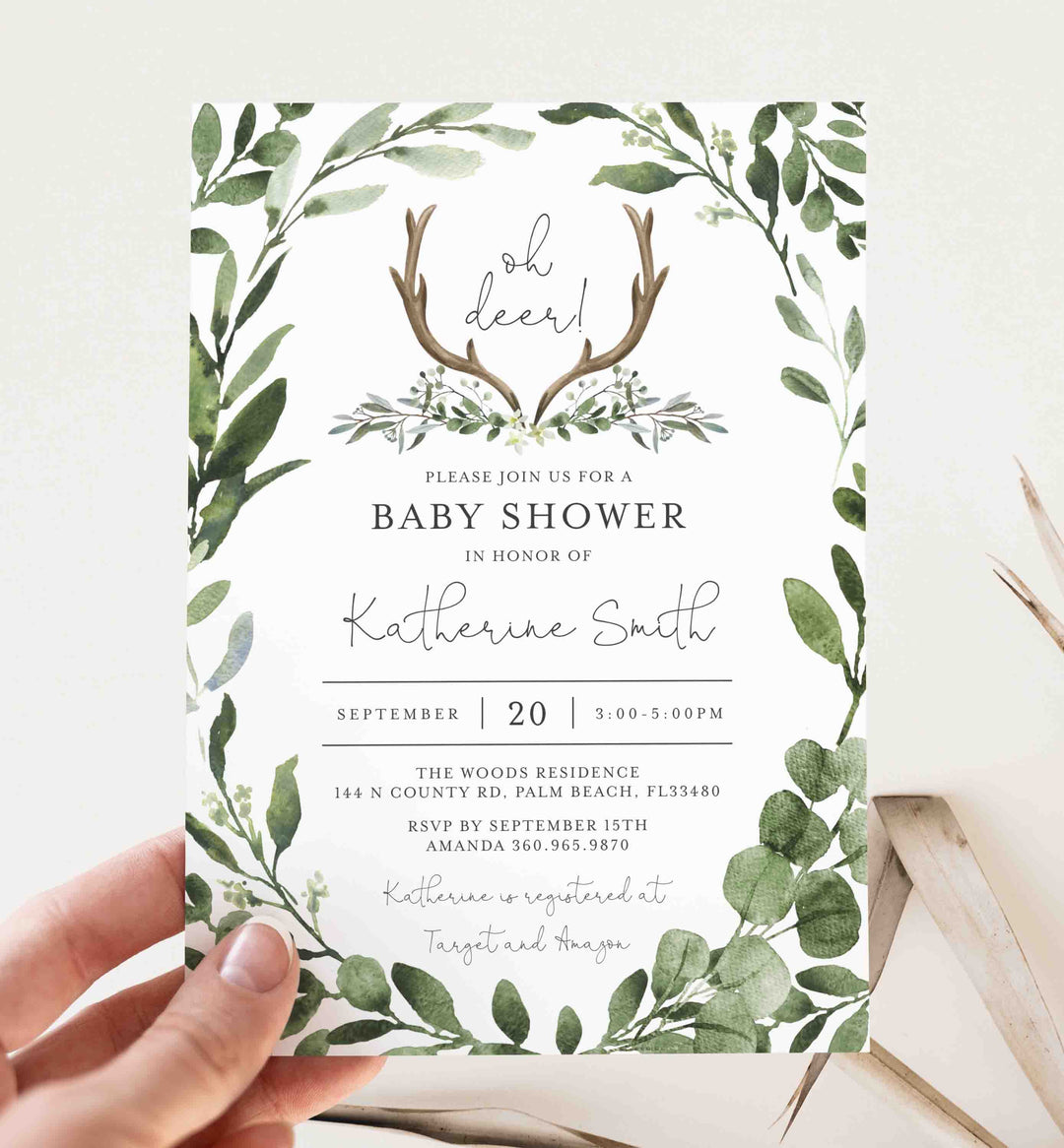 Lumberjack Deer Baby Shower Invitation Printable