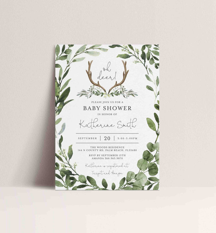 Lumberjack Deer Baby Shower Invitation Printable