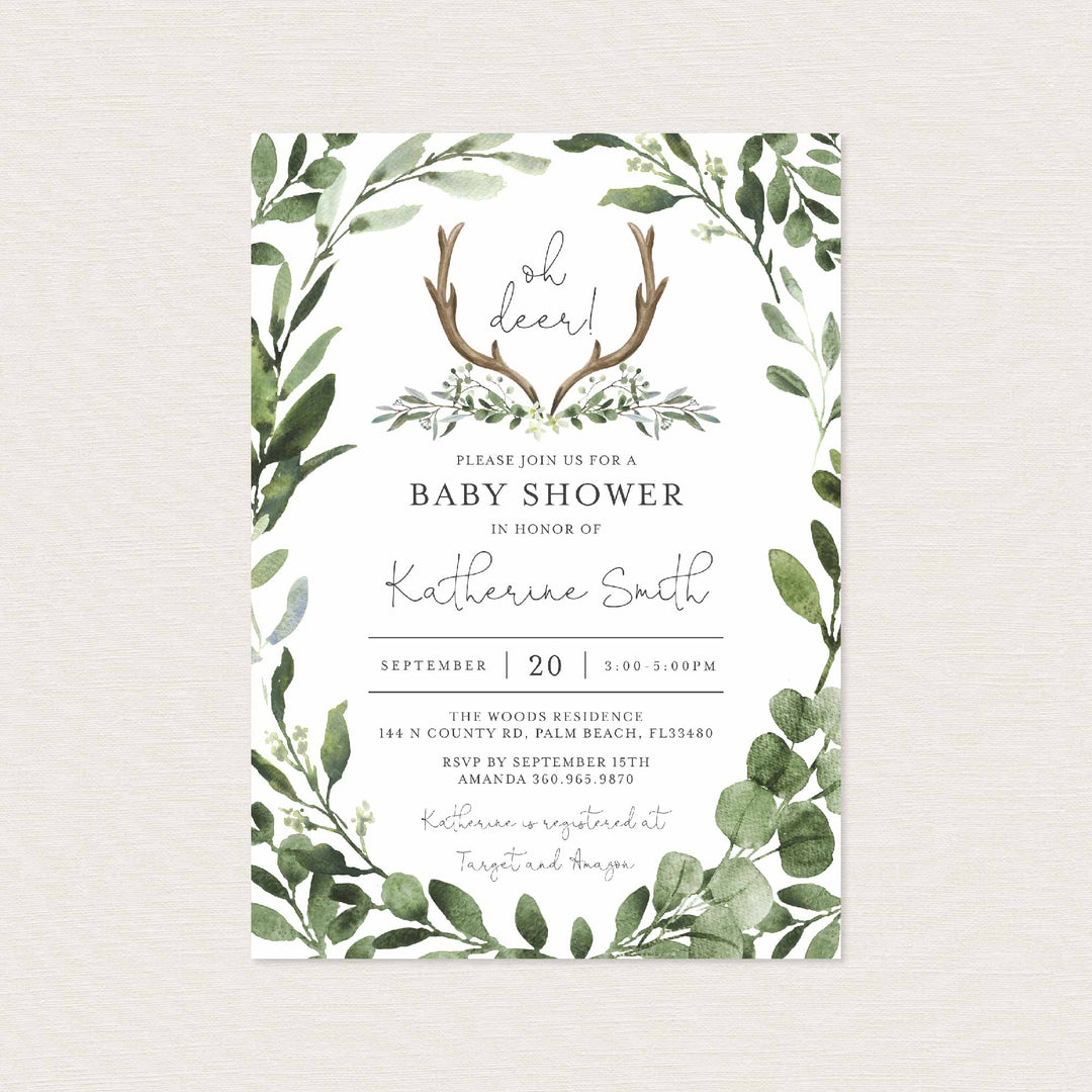 Lumberjack Deer Baby Shower Invitation Printable