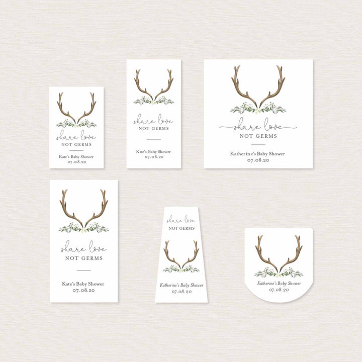 Lumberjack Deer Baby Shower Hand Sanitizer Label Printable