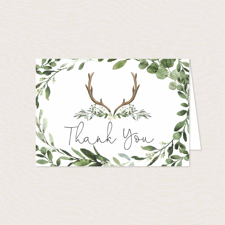 Lumberjack Deer Baby Shower Thank You Card Printable