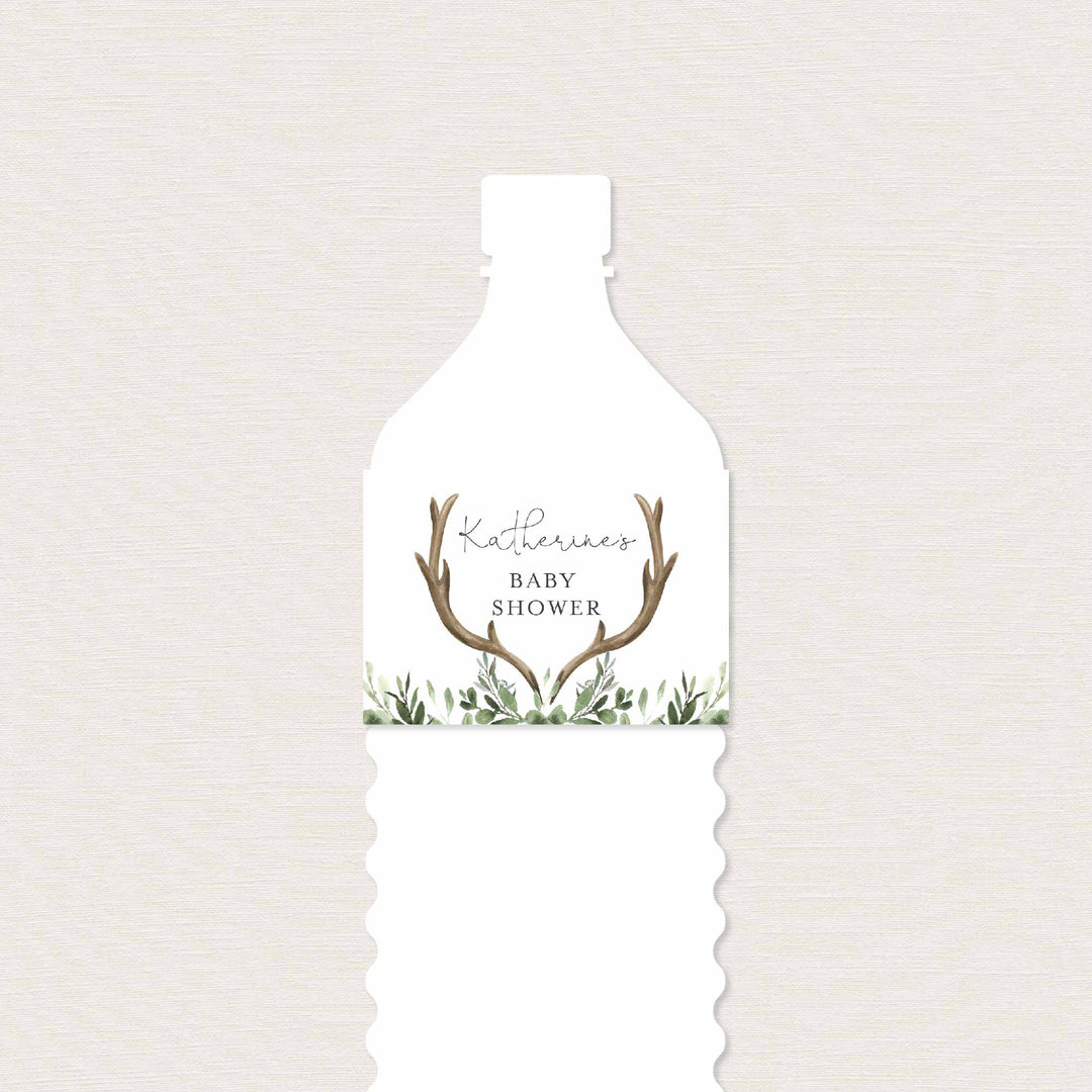 Lumberjack Deer Baby Shower Water Bottle Label Printable