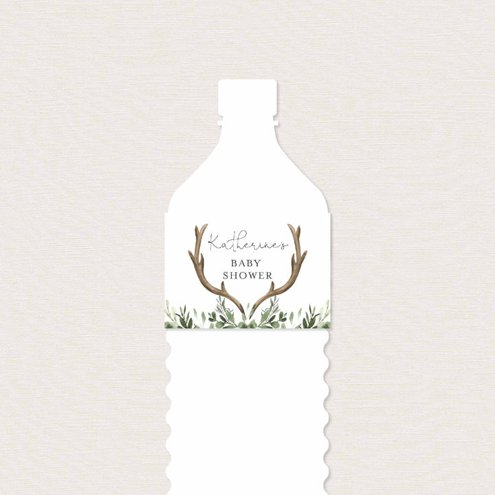 Lumberjack Deer Baby Shower Water Bottle Label Printable