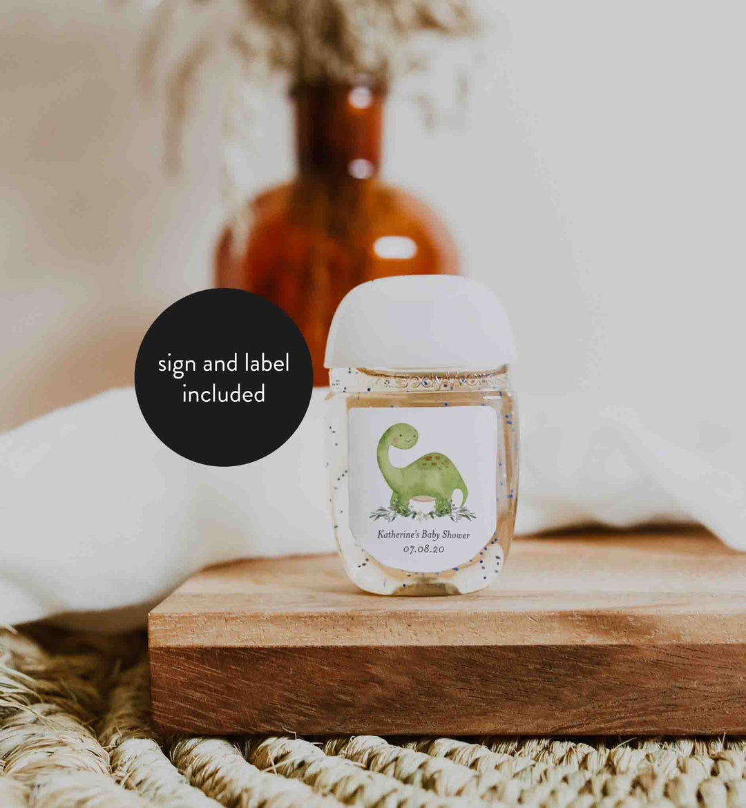 Dinosaur Baby Shower Hand Sanitizer Label Printable