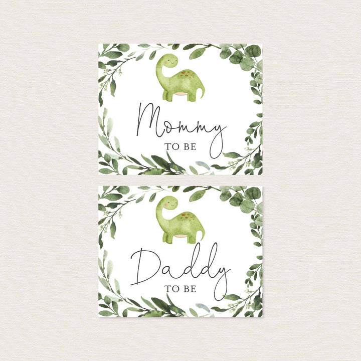 Dinosaur Mummy and Daddy To Be Chair Sign Printable