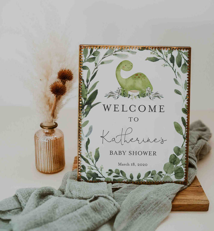 Dinosaur Baby Shower Welcome Sign Printable